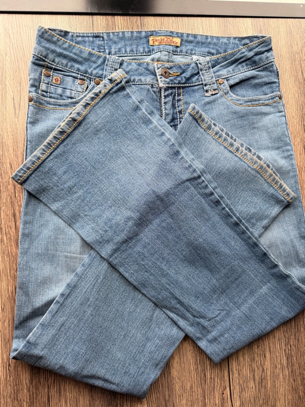 Y2K Jeans Paris Blues Light Denim low rise with Branded Patch